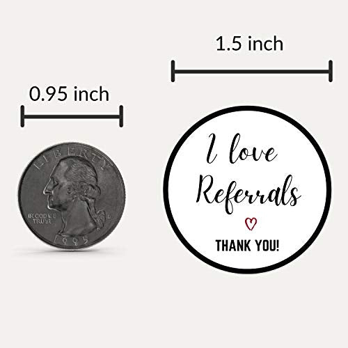I Love Referrals Stickers Roll - 1.5 Inch, 500pcs Waterproof Labels