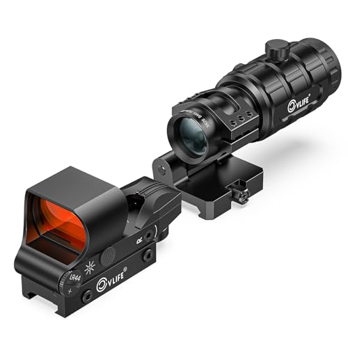 40mm Red/Green Dot Sight & 3X Magnifier Combo - Black+Red Dot