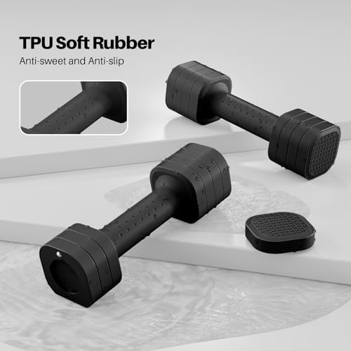 Adjustable Dumbbell Set for Women - 4 in 1, 2lb to 5lb - Black Square