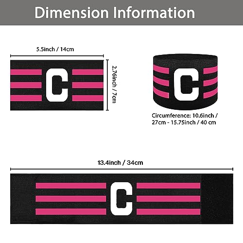 Adjustable Soccer Captain Armband - Elastic Nylon Team Sports Band - Black
