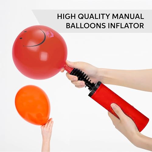 Dual-Action Manual Balloon Pump - Professional Hand Inflator - Red