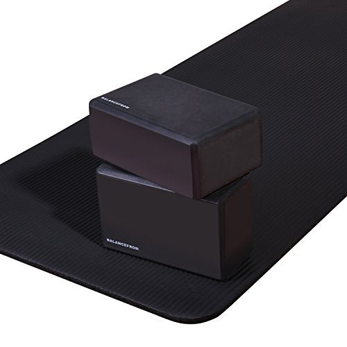 High Density Yoga Blocks Set of 2 - 9" x 6" x 4" - Black