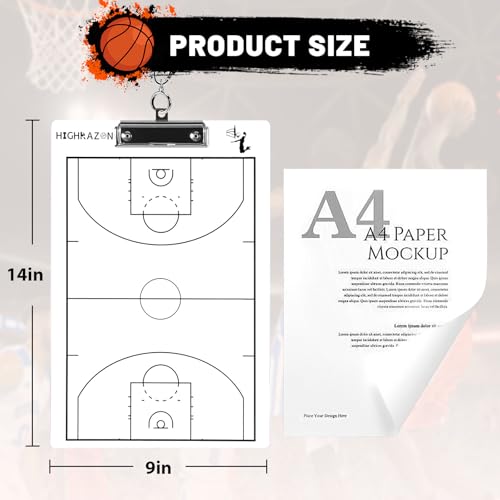 Basketball Coaches Clipboard - Double-Sided Dry Erase - White