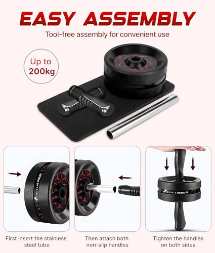 Ab Roller Wheel with Knee Mat - Dual Wheel Core Trainer