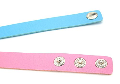Girls Love Heart Choker Necklace - Pink & Light Blue PU Leather