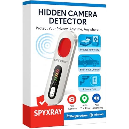 Hidden Camera Detectors 5-in-1, RF GPS Tracker Detector, Camera Detector Spy Camera Finder, Hidden Bug Scanner, Listening Device Detector, Portable Design, for Hotels & Car