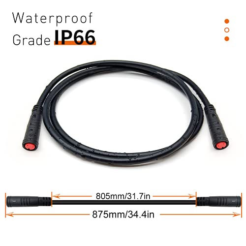 Waterproof Ebike Extension Cable 2Pin to 6Pin for Electric Bicycle Wiring