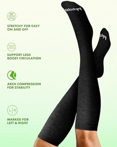 Lalapapa Bamboo Viscose Compression Socks for Women Men – Black, Small-Medium