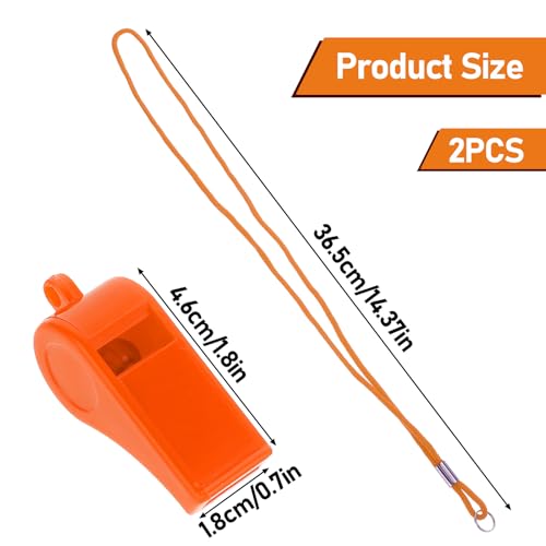 Emergency Whistle with Lanyard - 2 Pack, Loud & Clear