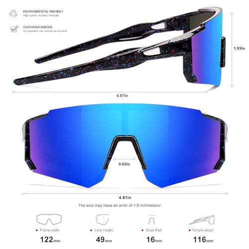 Youth Baseball Sunglasses with UV400 Protection - 3 Pack - Black/Blue, White/Blue, Pink/Blue