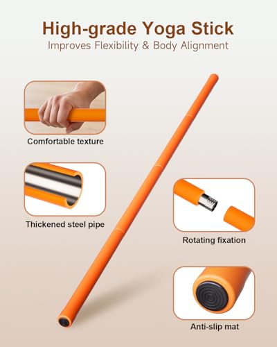 5FT Detachable Stretching Stick - Purple Mobility Stick for Yoga & Pilates
