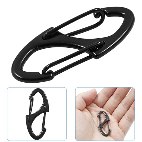 20 Pack Metal Snap Hooks - 1.6" Black Spring Clips for Camping