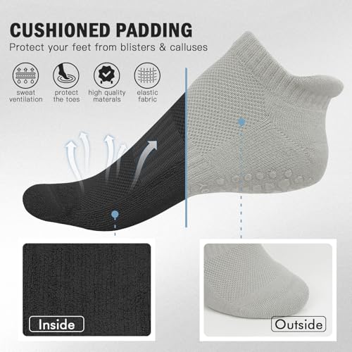 FuelMeFoot Men's Large-X-Large Non-Slip Yoga Socks 4 Pairs Black Cushioned