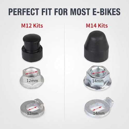 E-Bike Hub Motor Axle Nut & Washer Set - 12mm Replacement Parts