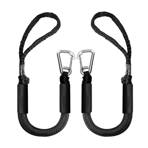 2ft Boat Dock Line Shock-Absorbing Bungee Mooring Lines (2pcs) for SeaDoo, Kayak & Pontoon