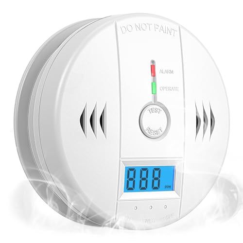 Carbon Monoxide Detectors, CO Detector Battery Powered, Carbon Monoxide Alarm with Sensitive CO Sensor, LCD Display and Sound Warning for Home, Bedroom, Kitchen