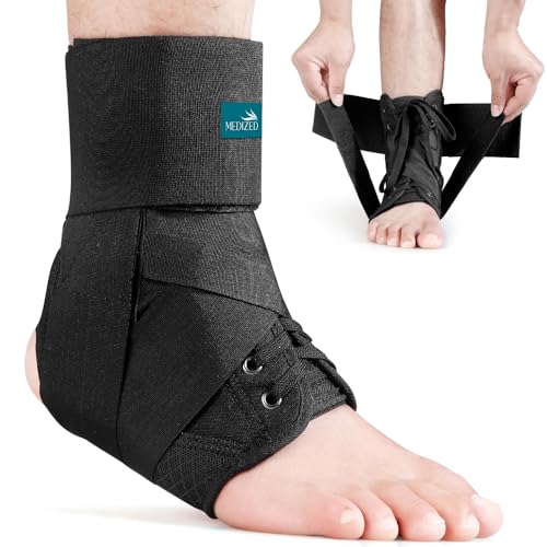 MEDIZED Ankle Brace, Lace Up Adjustable Support for Running, Basketball, Injury Recovery, Sprain! Ankle Support Wrap for Men, Women, and Children (Small)