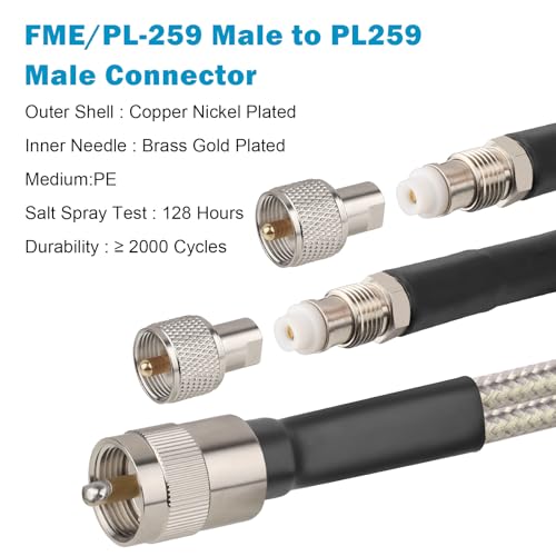 MOOKEERF Dual CB Antenna Coax Cable 18FT RG8X Low Loss with PL-259/FME Connectors