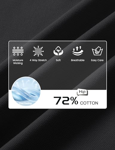 Cotrasen Men's Short Sleeve Cotton Pique Golf Polo Shirt - Medium Black