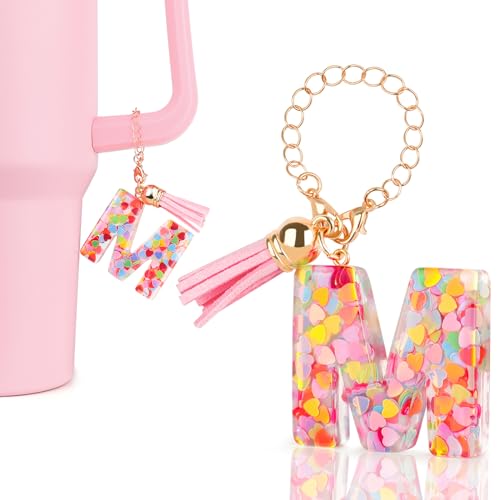Pink Letter Charm Keychain for Stanley Cup Tumbler - M