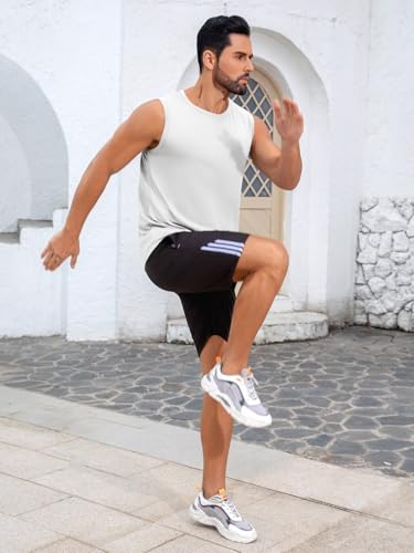 Mens Sleeveless Workout Tank Top - White, Large