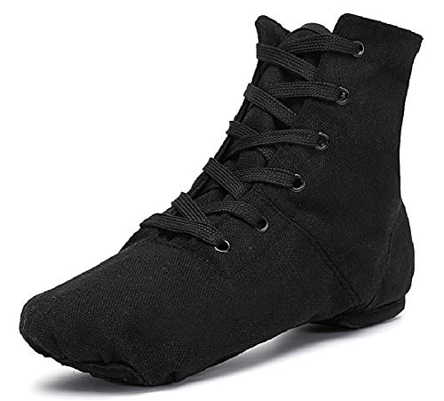 Smithmelody Canvas Jazz Dance Boots for Adults - Black 8.5