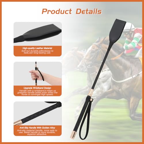 18-Inch PU Leather Riding Crop - Ergonomic Equestrian Whip