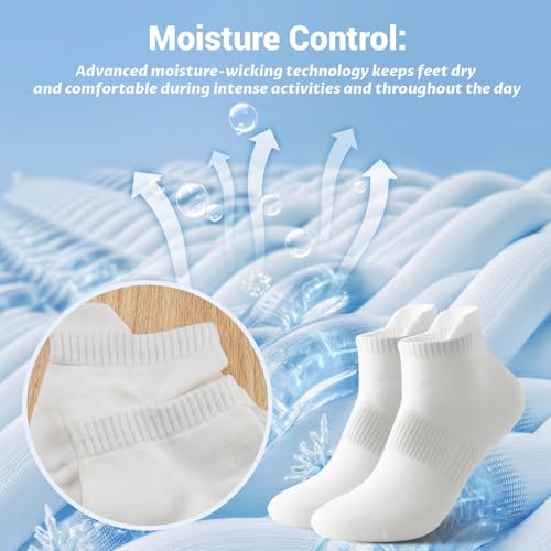 Ankle Athletic Socks 6-Pack - Moisture Wicking, Multi-Color