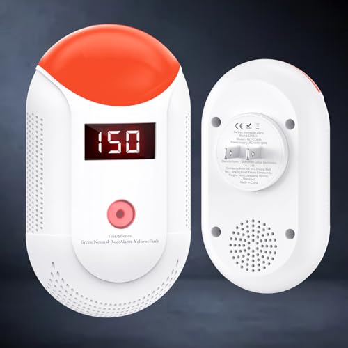 Combination Gas & Carbon Monoxide detectors Plug in, 2 in 1 CO and Natural Gas Detector, Plug in co Detector, Carbon Monoxide Alarm for Home,Travel,Kitchen