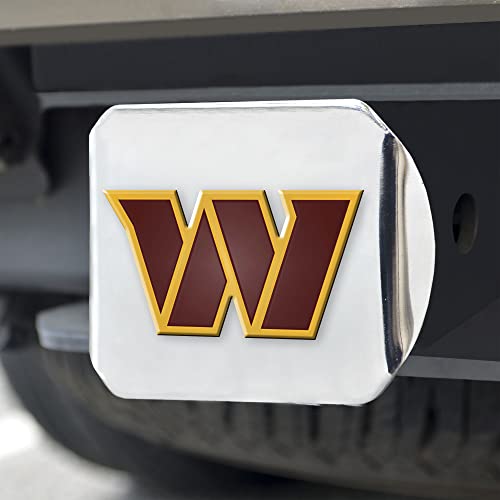 Chrome Hitch Cover with Washington Commanders Emblem - 3.4"x4"
