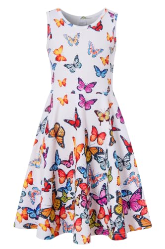 BFUSTYLE Girls Sleeveless Floral Sundress - Butterfly 8-9 Years, Casual Girl Dress