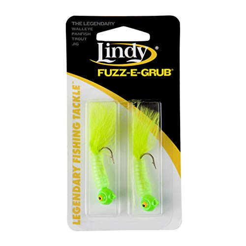 Fuzz-E-Grub Fishing Lure - Soft Plastic Grub & Marabou Tail, 1/4 oz Hot Yellow - Pack of 2