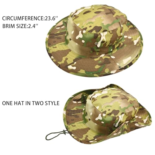 UPF 50+ Foldable Safari Bucket Hat for Men and Women - Green Camo