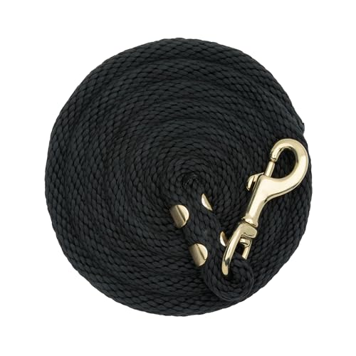 8' Horse Lead Rope - Black, Brass-Plated Snap, Comfortable Grip