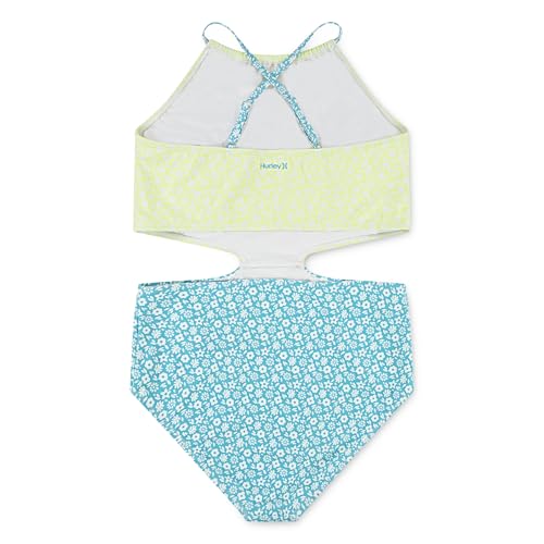 Hurley Girls' 1-Piece Cut Out Swimsuit - Turquoise Waves / Cool Matcha