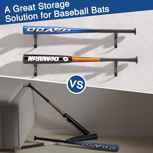Baseball Bat & Cap Holder Wall Mount - Black Wood & Iron, 4.2"