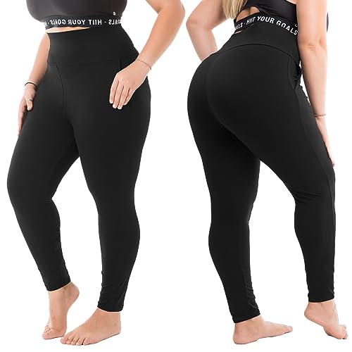 Plus Size Leggings with Pockets for Women - Black 3X-Large
