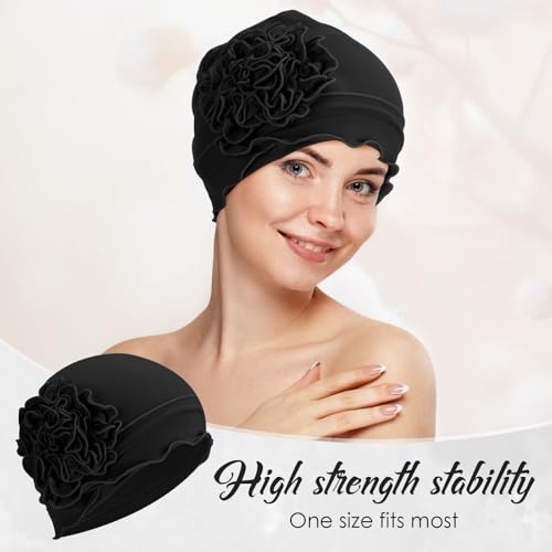 Cotton Cancer Headwear for Women - Chemo Turban - Black