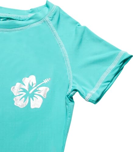 Girls Short Sleeve Rash Guard Swim Shirt - Mint, 6X