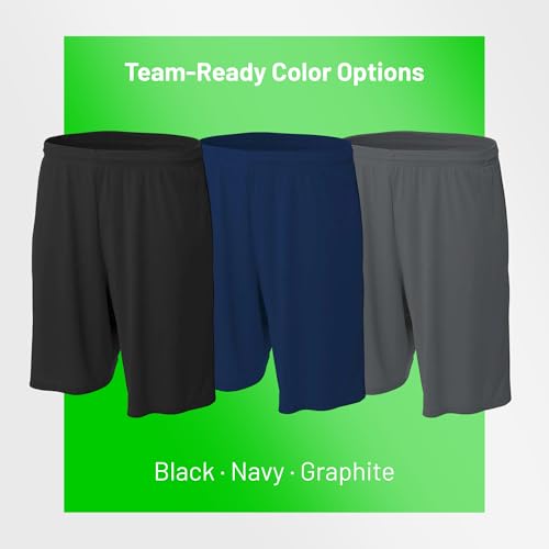 Youth Basketball Shorts for Boys - Black - Medium - No Pockets