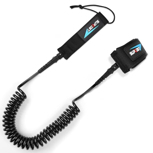 10ft Coiled Paddle Board Leash - Strong Urethane SUP Leash