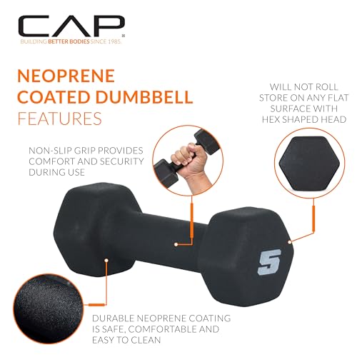 5 lb Neoprene Dumbbell Weights Pair - Black