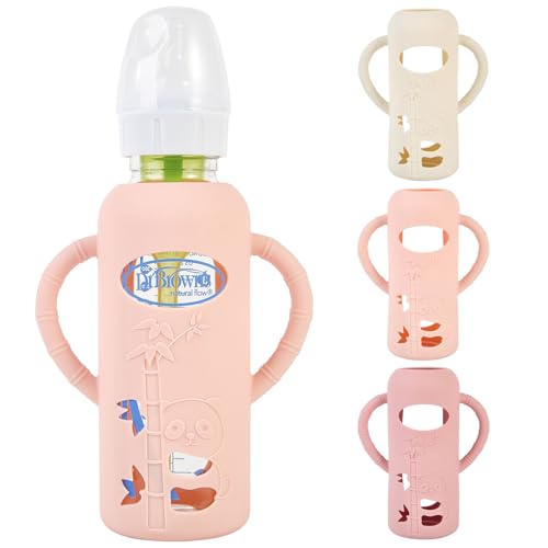 Silicone Bottle Sleeves for Dr. Brown's Glass Baby Bottles - 3 Pack, Pink 2
