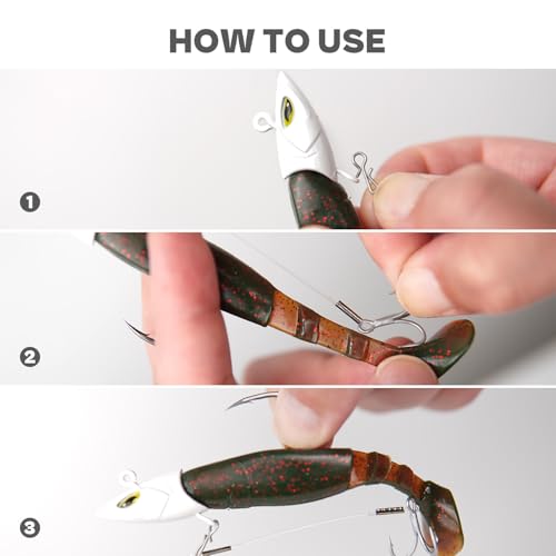 OJYDOIIIY 3'' Stinger Hooks for Jig Heads 8# (#6/#8 Treble) 12-Pack – Fluorocarbon Line for Walleye & Bass Fishing