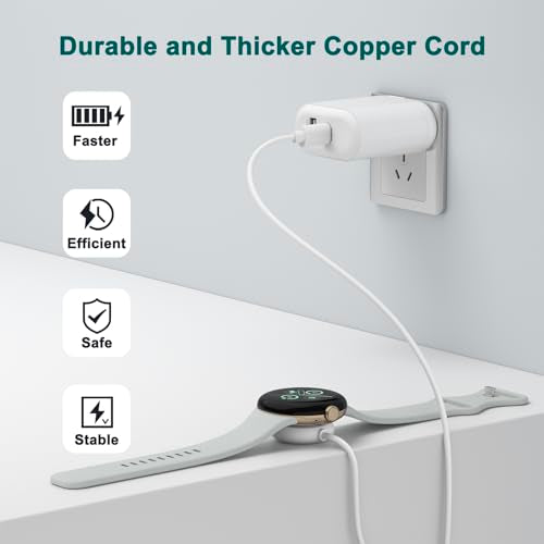 2-Pack Magnetic Charging Cable for Google Pixel Watch 3 & 2 - USB-C + USB-A