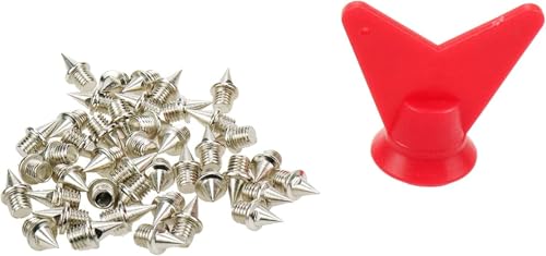 42 Pcs Track Spikes - 3/8" Stainless Steel Pyramid Spikes with Wrench