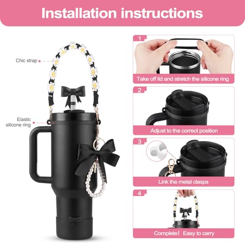 Cute Bow Accessories Set for Stanley Cup - Black