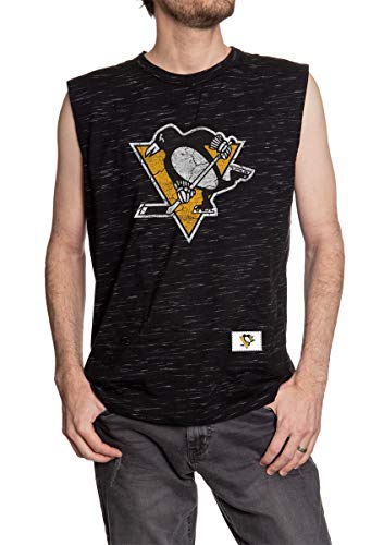 NHL Men's Team Logo Space Dyed Cotton Sleeveless T-Shirt - Large / Pittsburgh Penguins