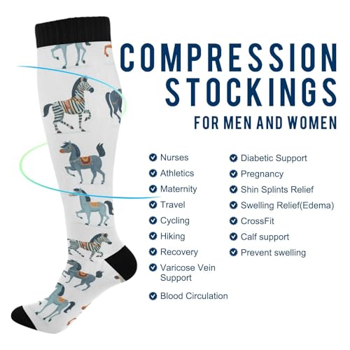 Compression Socks for Men and Women - Knee High Athletic Stockings - Multi 03