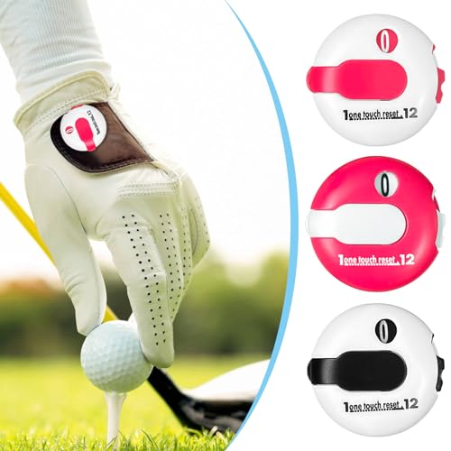 Golf Stroke Counter - 1.2 Inch Touch Reset - Pink White